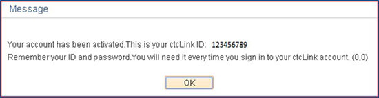 ctcLink ID Confirmation