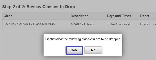 confirm your choice using "yes" button in the center right of the pop-up window.