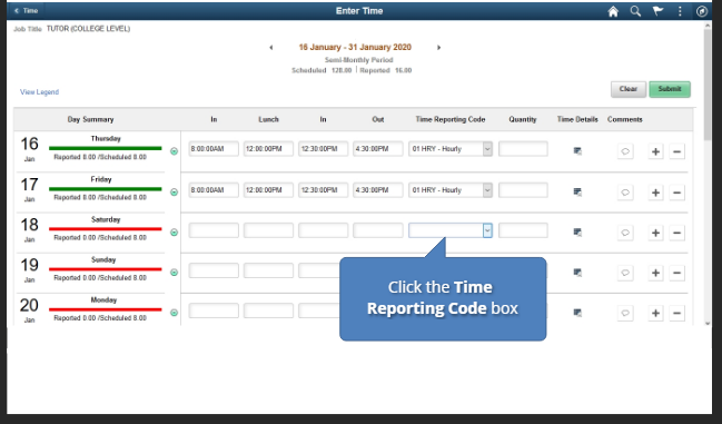 Image of TRC for punch timesheet