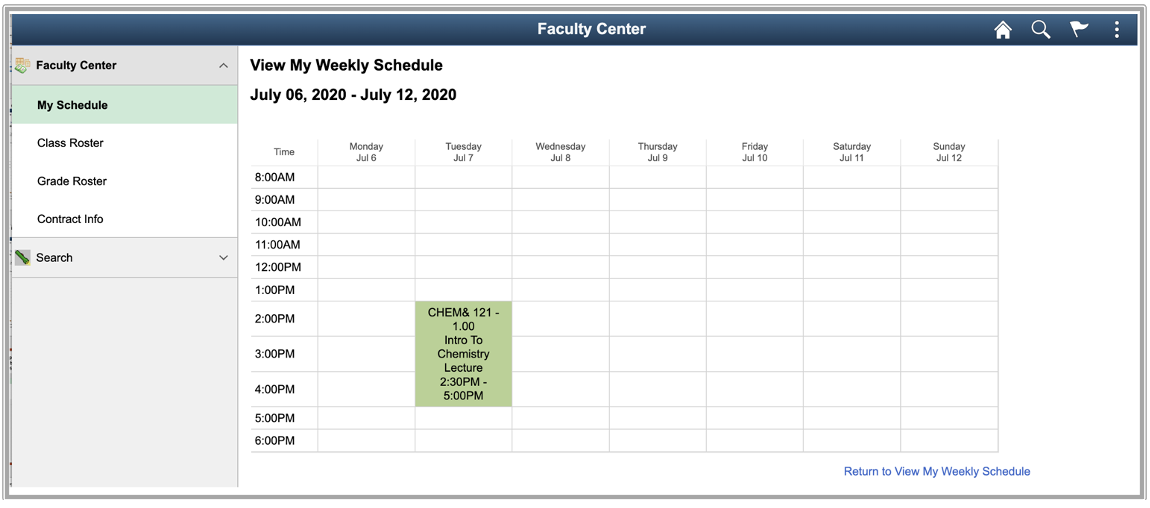 Faculty view schedule 10