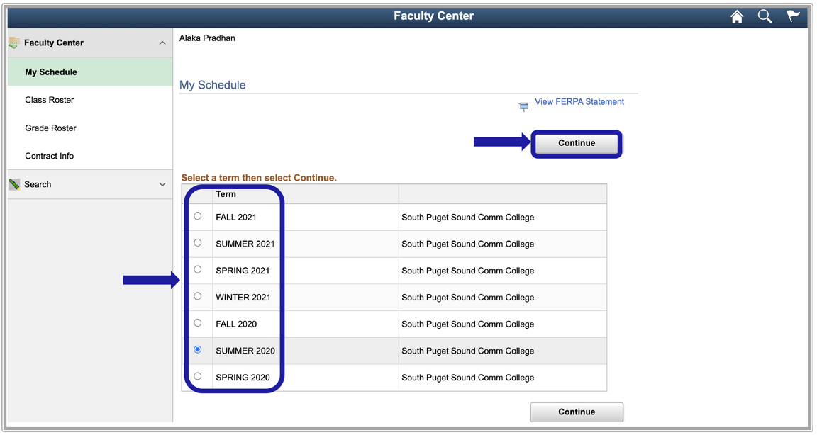 Faculty view schedule 14