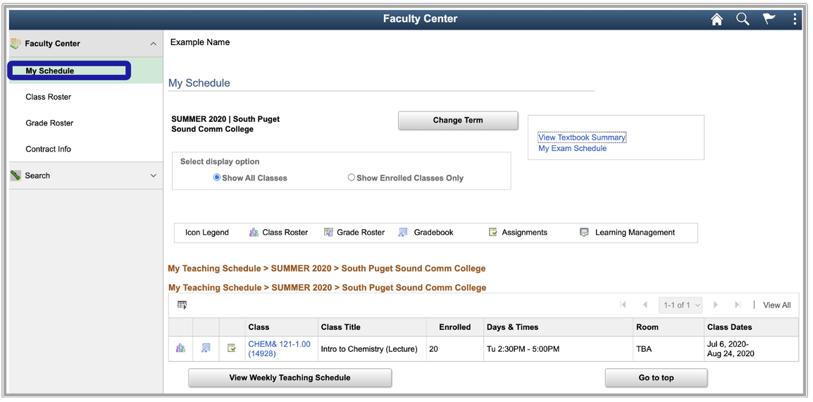Faculty view schedule 3