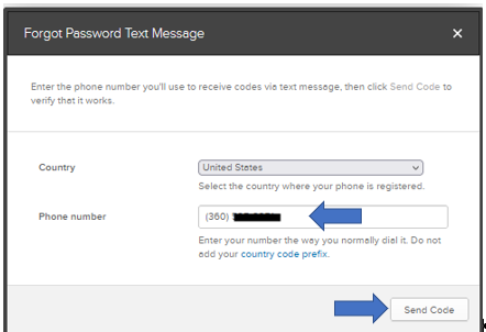 Forgot Password Text Message Edit Screen