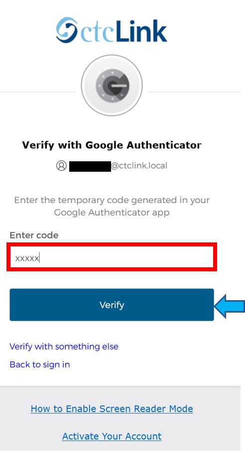 Verify with Google Authentication dialogue box