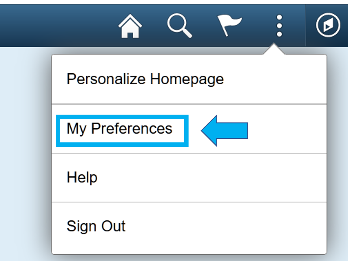 Drop down box under ellipse with arrow pointing to and box around My Preferences