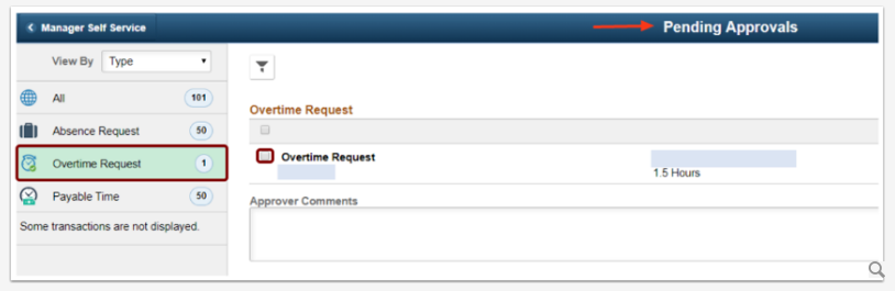 Image of overtime request pending approval