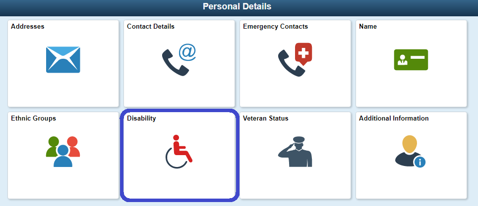 Image of Personal Details page with Disability circled