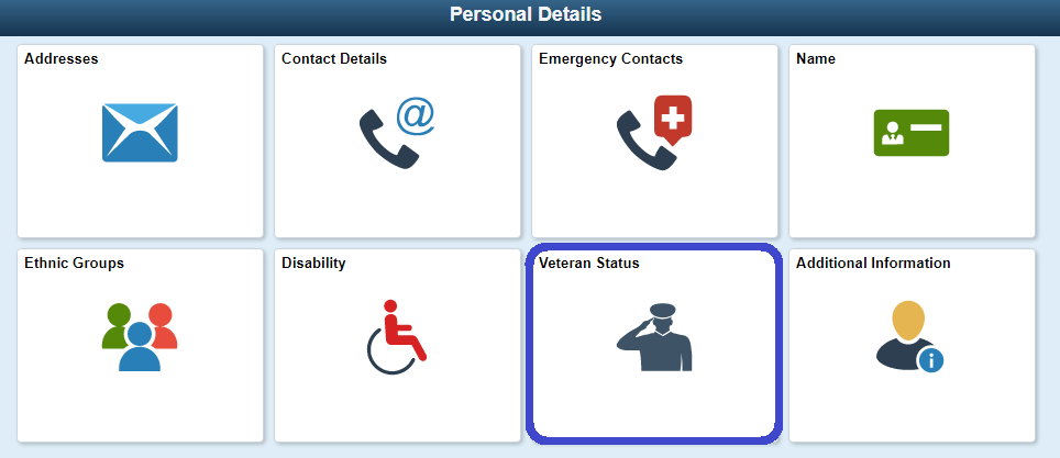 Personal details page with Veteran circled