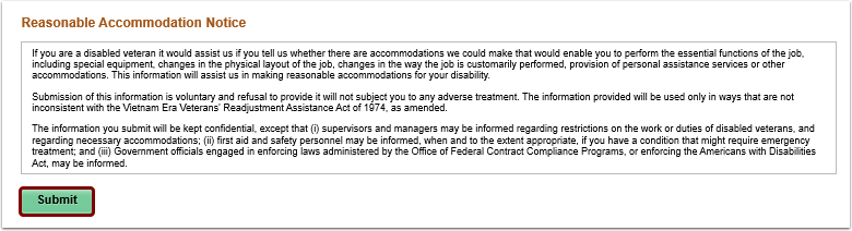 Image of reasonable accommodation for veteran status