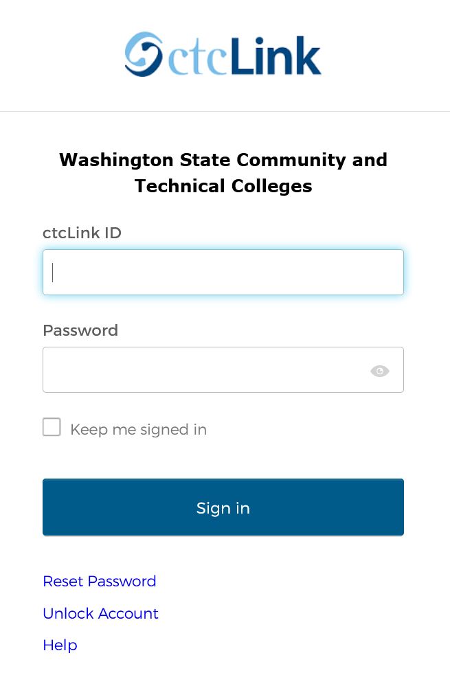 ctcLink Sign In page