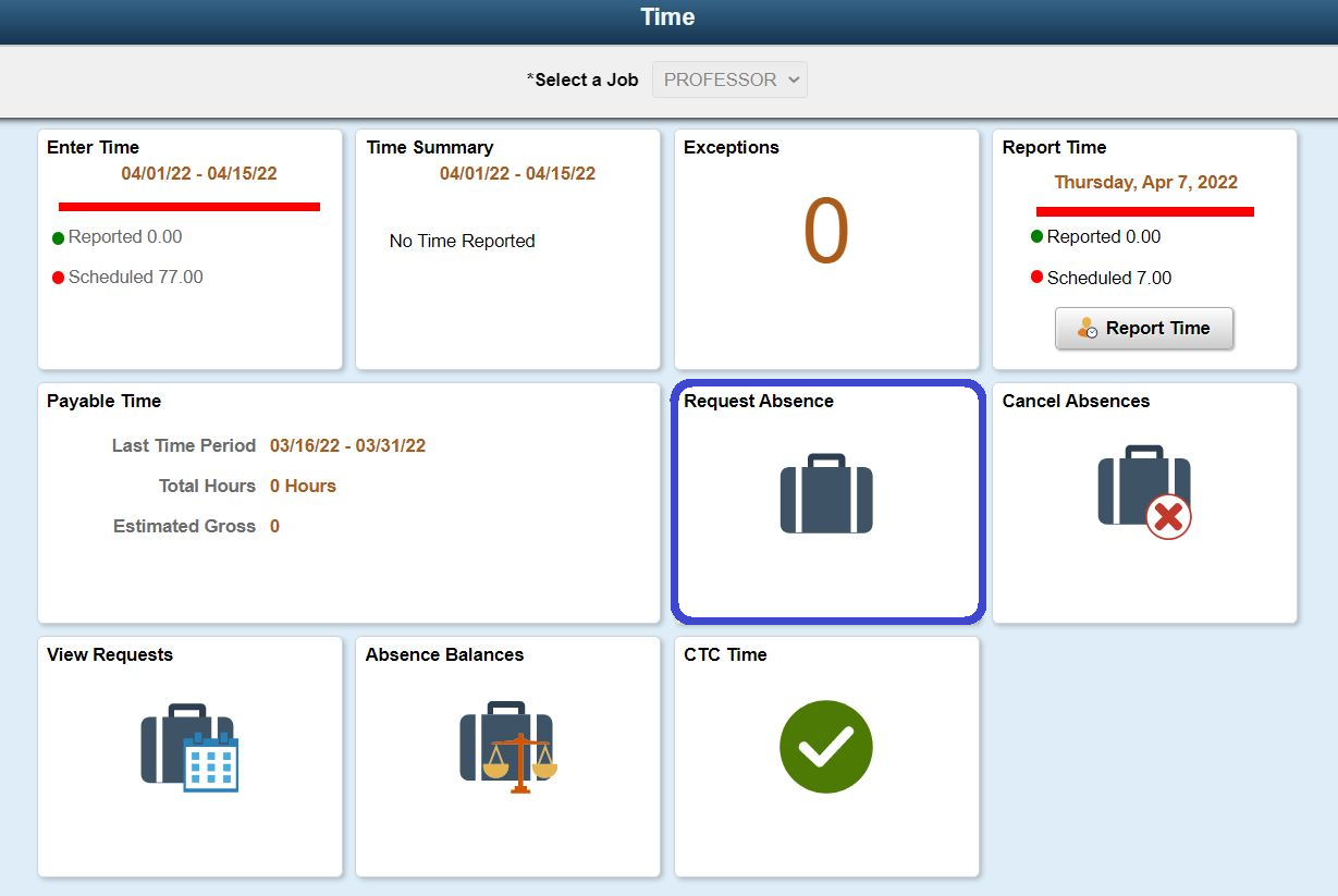 Time tile homepage circle around request absence