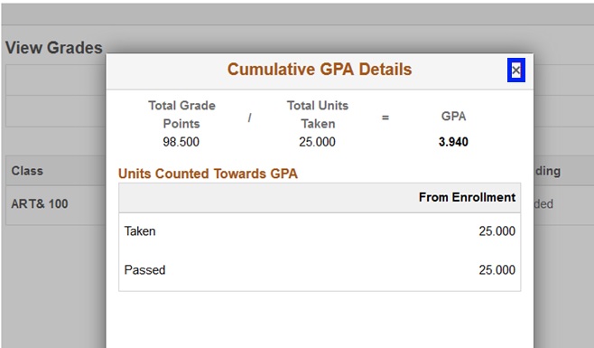 Cumulative gpa results include total grade points divided by total units taken to equal the gpa.