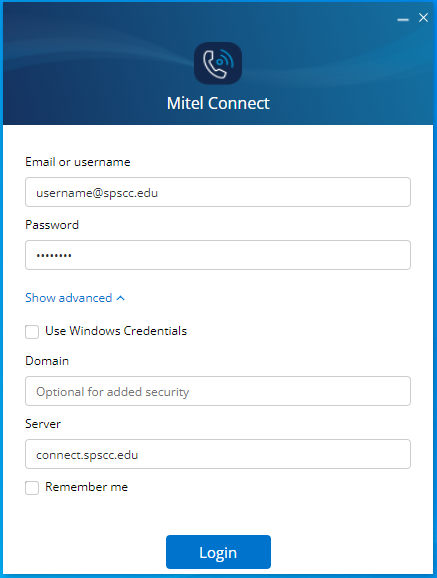 Mitel Connect Login Page Screenshot