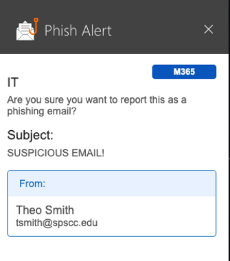 Image of the Phish Alert Dialog